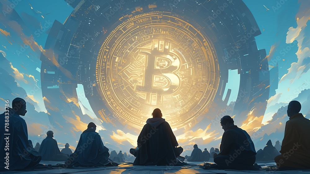 bitcoin cryptocurrency illustration background. bitcoin cryptocurrency illustration background.
