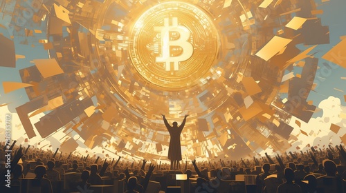 bitcoin cryptocurrency illustration background. photo