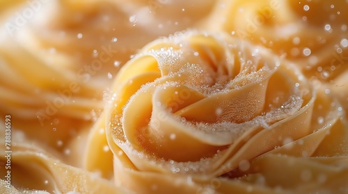 Close-up of Fresh Fettuccine Pasta with Flour Dusting