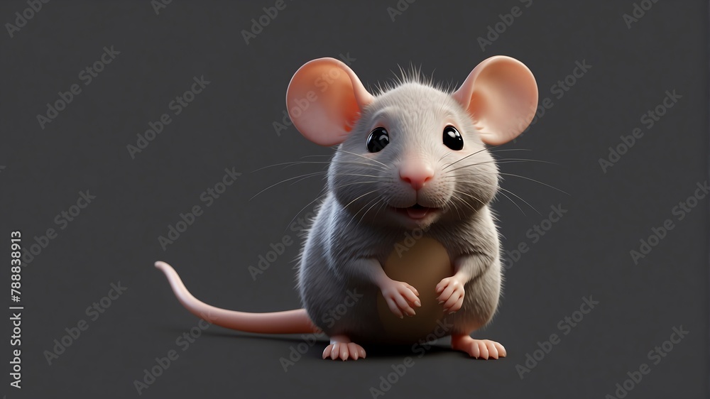 a cute rat on plain background cartoon from Generative AI