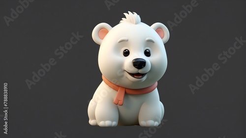 a cute polar bear on plain background cartoon from Generative AI