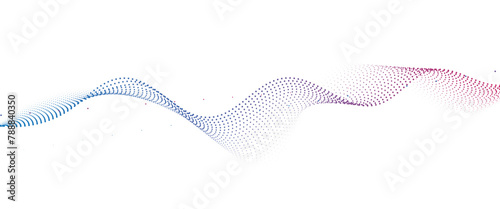 Flowing Dot Wave Pattern Halftone Curve Shape on Transparent Background