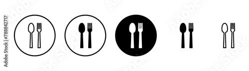Fork, Spoon, and Knife isolated on white background. Restaurant icon. food icon. Eat. Cutlery icon. photo