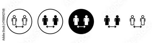 Social distancing icon vector isolated on white background. Keep distance sign. Coronavirus. Social Distancing and Self Quarantine.