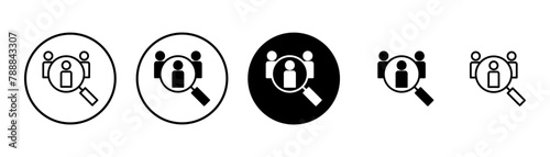 Hiring icon vector isolated on white background. Human resources concept. Recruitment. Search job vacancy icon. Hire. Find people icon