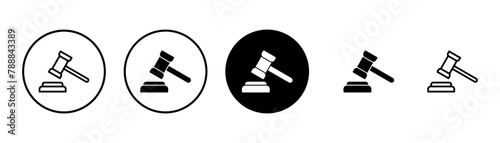 Gavel icon vector isolated on white background. Hammer icon vector. Judge Gavel Auction Icon Vector. Bid