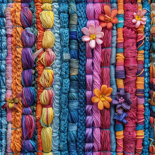 Vibrant Threads. Latin Tapestry. Colorful Woven Textile Background