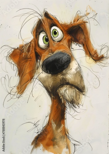 dog big nose eyes incredulous colored sketch shaggy bisson hunter young illustration dirty fur expressive surprised expression bravo photo