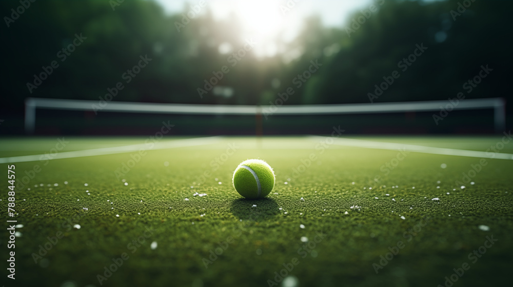 Close-up of Tennis Ball on Court with Sunflare - Professional Sports Photography