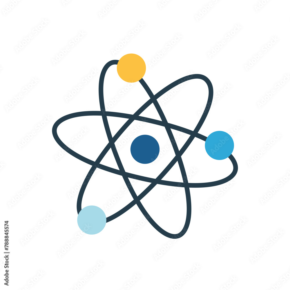 Atom Icon isolated on white background. Vector Atom symbol illustration Atom Icon isolated on white background. Vector Atom symbol illustration
