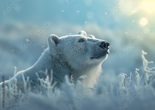 polar bear sitting grass imagery princess bright wintry peaceful expression © Cary