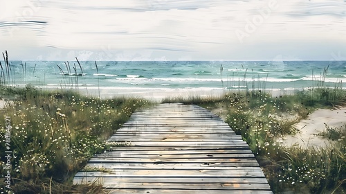 wooden path leading beach view ocean highly nordic summer unwind imagining blissful fate bordello relaxing florida photo