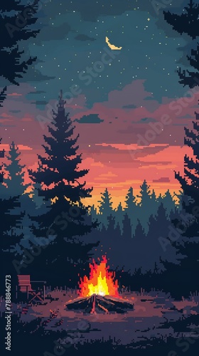 pixel campfire woods spectacular dusk full good night streaming sky cedar mid