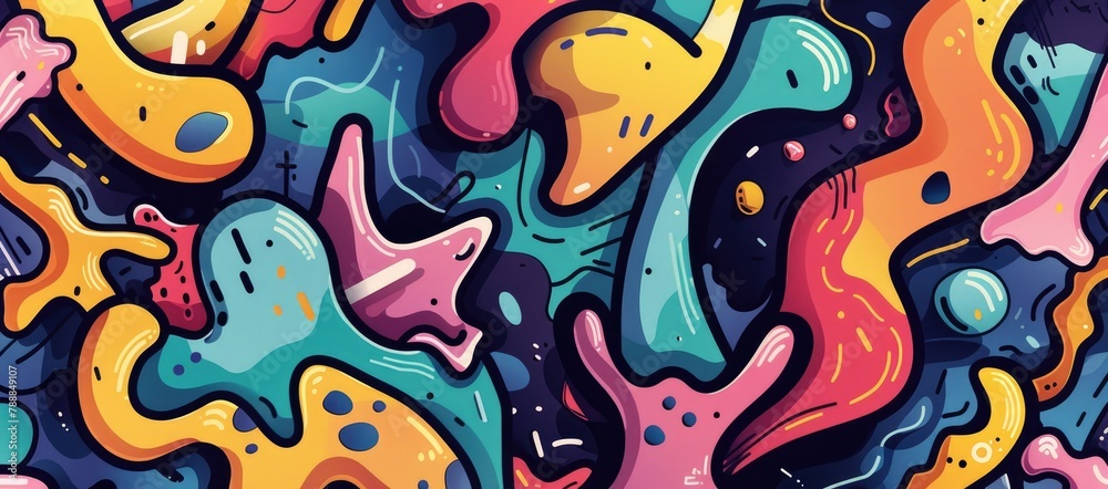 Vibrant graffiti-style design background bursts with bright colors, Ai Generated. Vibrant graffiti-style design background bursts with bright colors, Ai Generated.