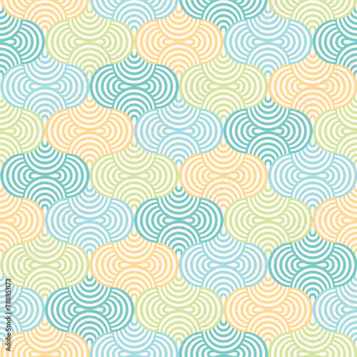Pastel Abstract Geometric Scale Ogee Seamless Vector Repeat Pattern