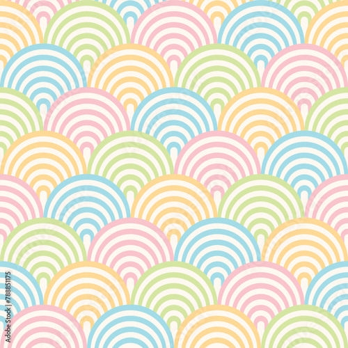 Pastel Abstract Geometric Scale Seamless Vector Repeat Pattern