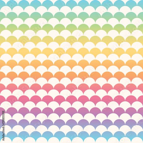 Rainbow Gradient Abstract Geometric Scale Seamless Vector Repeat Pattern