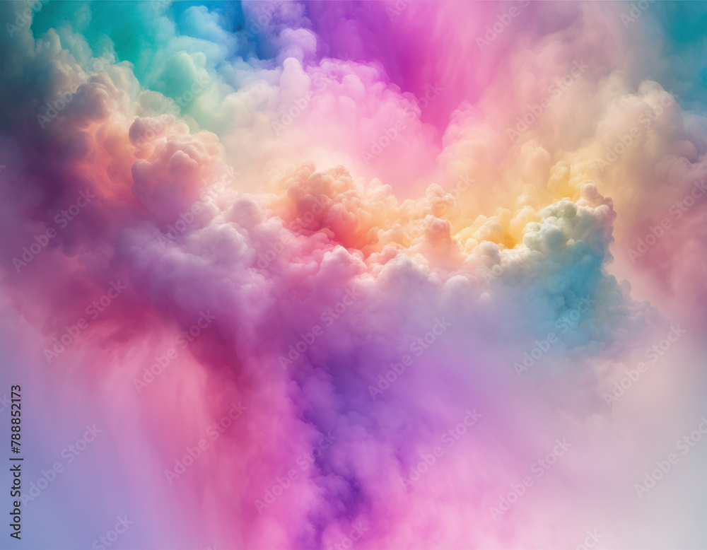 Fototapeta premium 雲に隠れる太陽の光 天国の情景 カラフルな雲 グラデーション 煙 スモーク Sunlight hiding in clouds, heavenly scene, colorful clouds, gradation, smoke, smoke