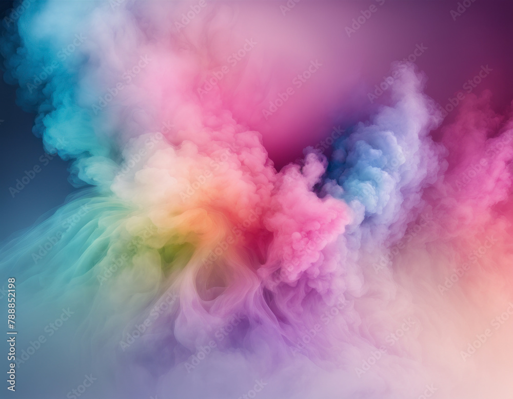 虹色の煙が漂う抽象的な背景素材 グラデーション ピンク 紫 ブルー Abstract background with rainbow smoke gradient pink purple blue