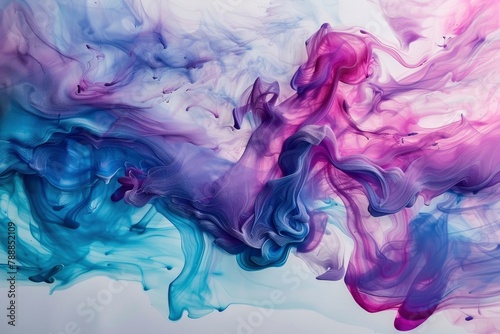 Beautiful abstraction of liquid paints in slow blending flow mixing together gently - generative ai © Nia™