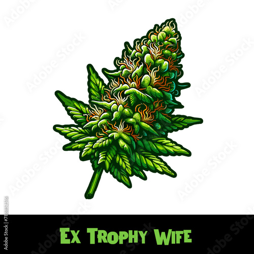 Vector Illustrated Ex-Trophy Wife Cannabis Bud Strain Cartoon
