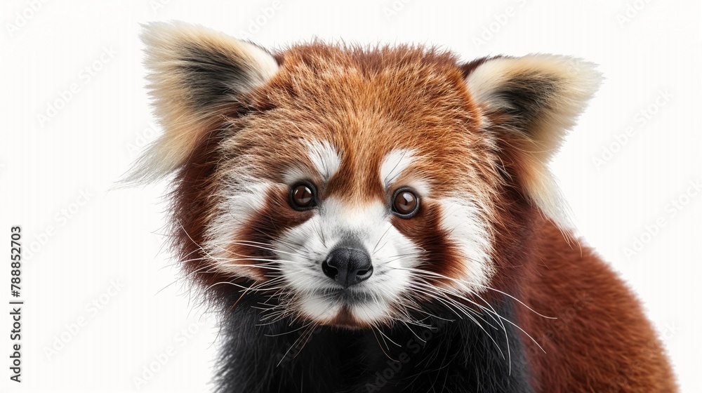 Portrait of a curious Red Panda ( Ailurus fulgens ), Firefox or Lesser Panda. Isolated on white backgrounds. Portrait of a curious Red Panda ( Ailurus fulgens ), Firefox or Lesser Panda. Isolated on white backgrounds.