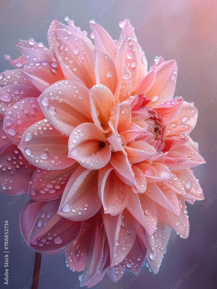 Pink flowers covered in dewdrops Pink flowers covered in dewdrops