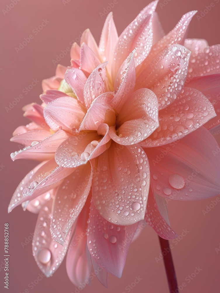 Fototapeta premium Pink flowers covered in dewdrops