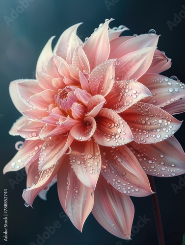 Pink flowers covered in dewdrops