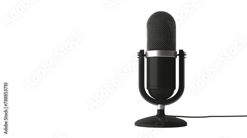 modern podcast microphone isolated on transparent background, podcast business, mic cut out 