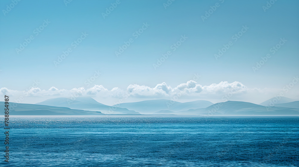 Vivid Mesmerizing Seascape with Ethereal Cloud Formation Against Azure Skies