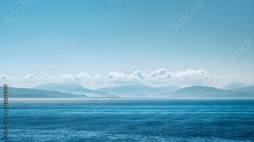 Vivid Mesmerizing Seascape with Ethereal Cloud Formation Against Azure Skies