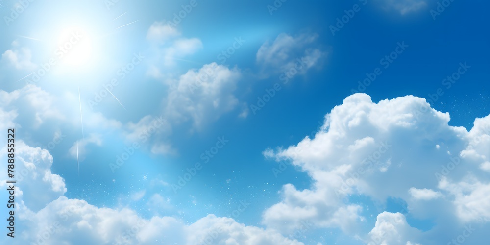 Fototapeta premium 太陽光のフレアが美しい青空