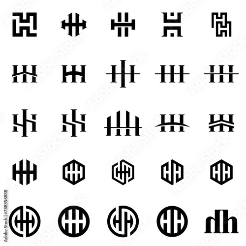 Initials letter HH abstract set logo design vector