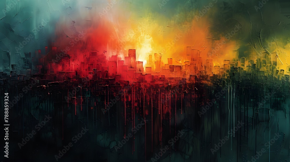 Colorful abstract oil painting wallpaper.