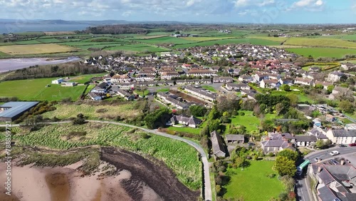 Aerial view of Greyabbey Village Strangford Lough Ards Peninsula County Down Northern Ireland photo