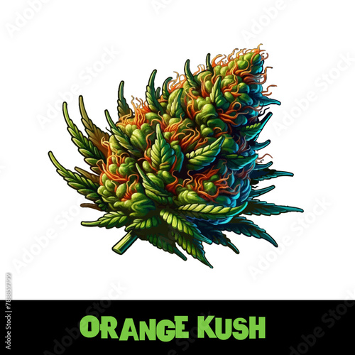 Vector Illustrated Orange Kush Cannabis Bud Strain Cartoon