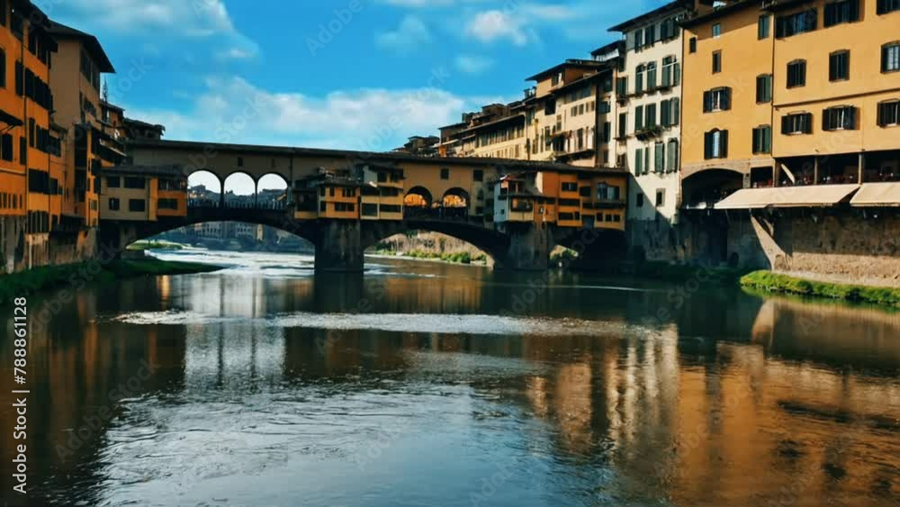 ponte vecchio city, seamless looping animation video background 