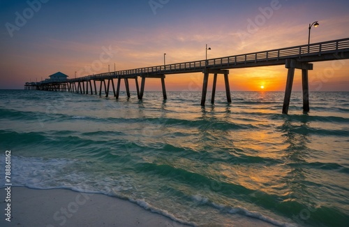 sunset at the pier in Florida © Platinum Images