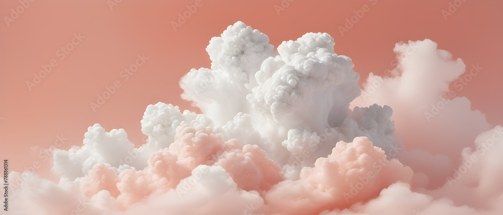 Dreamy pink and white cumulus cloudscape