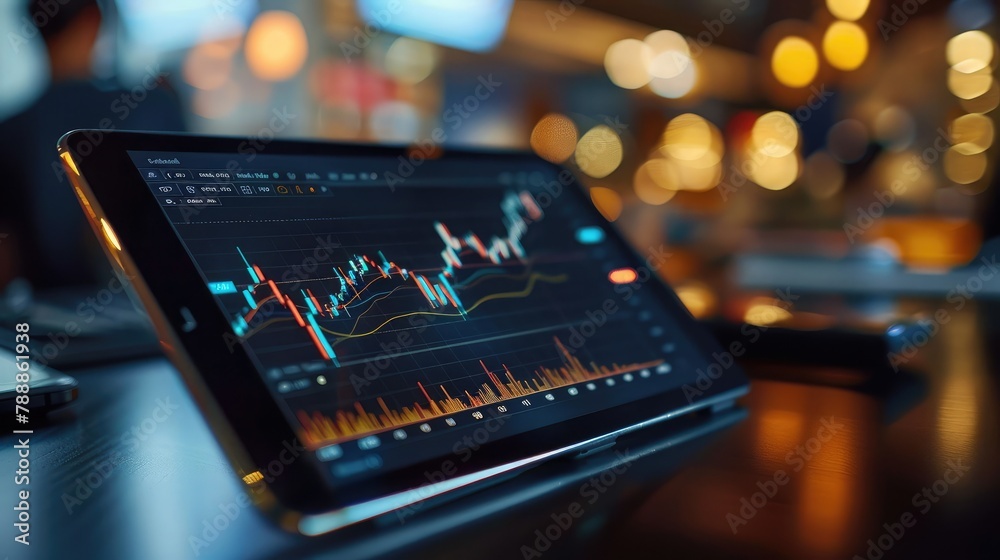 gold price chart on a tablet screen, highlighting fluctuations in gold value as investors monitor precious metal markets. gold price chart on a tablet screen, highlighting fluctuations in gold value as investors monitor precious metal markets.