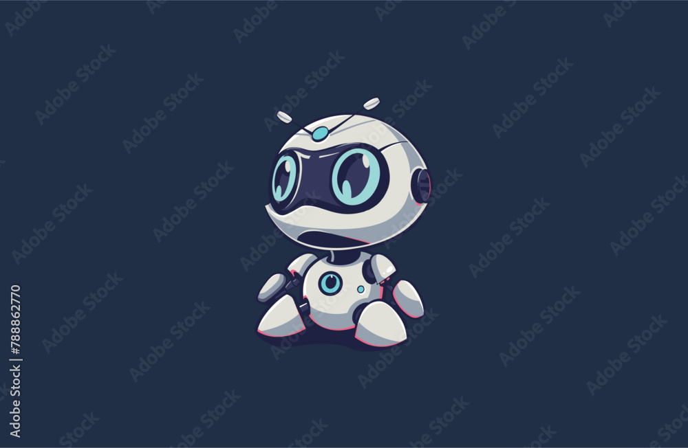 Cute Robotic vector Logo Mascot design