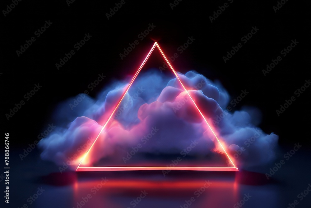 Neon Triangle Ether: Luminous Abstract Cloud Formation