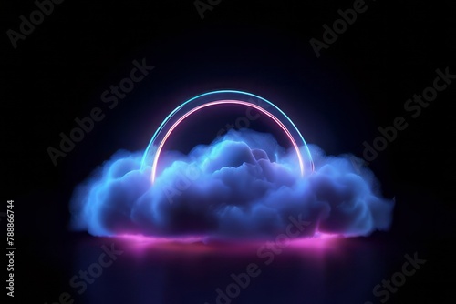 Celestial Glow: Neon-Lit Cloud Formation