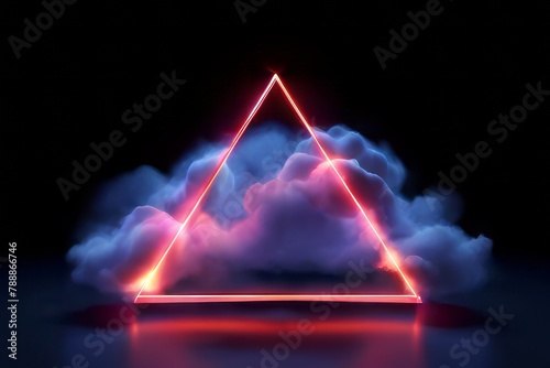 Neon Triangle Ether: Luminous Abstract Cloud Formation photo