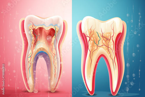 Side-by-side images showing the dental follicle formation process in primary teeth and permanent teeth