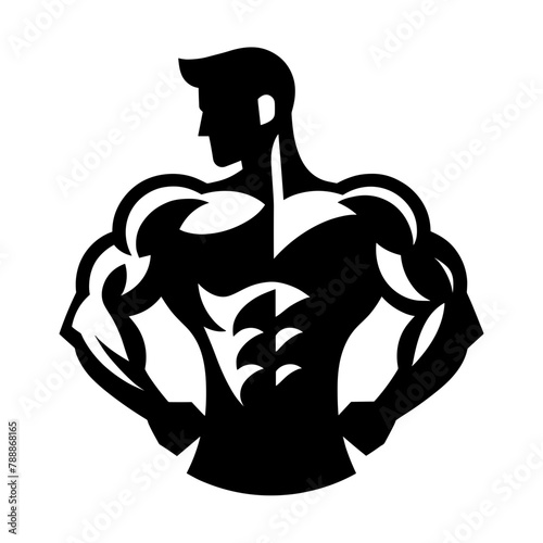 "Bodybuilding Logo: Designed For The Active Gym Goer, This Logo Blends A Muscular Silhouette With Vector Elements, Representing The Pinnacle Of Bodybuilding And Fitness."