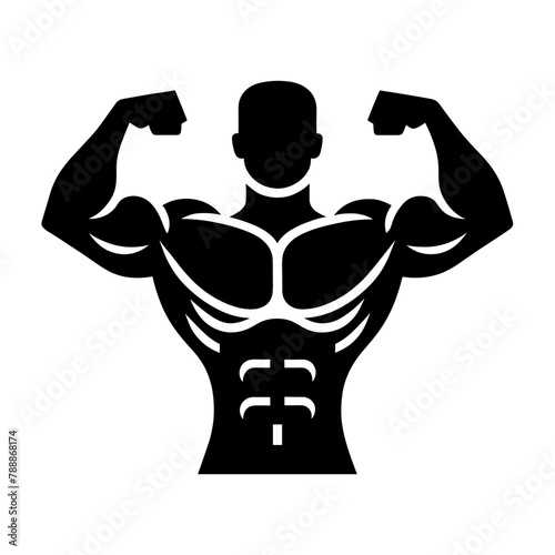 "Bodybuilding Logo: Designed For The Active Gym Goer, This Logo Blends A Muscular Silhouette With Vector Elements, Representing The Pinnacle Of Bodybuilding And Fitness."