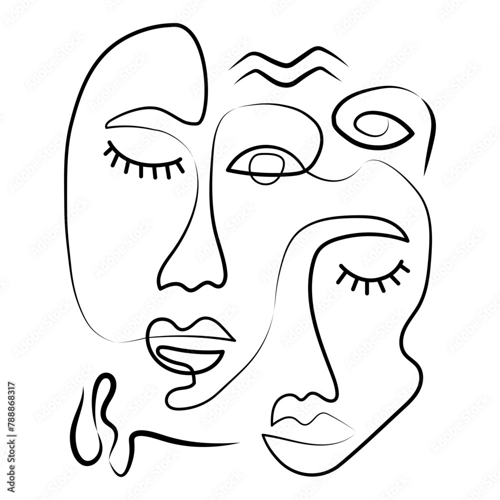 Abstract One Line Face Abstract One Line Face