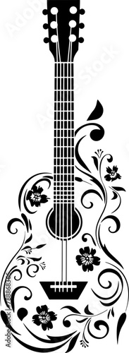 Guitar with floral drawing